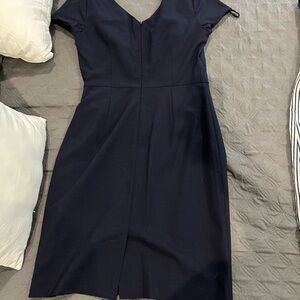 Banana Republic Blue Pleated Sheath Dress V-Neck Midi